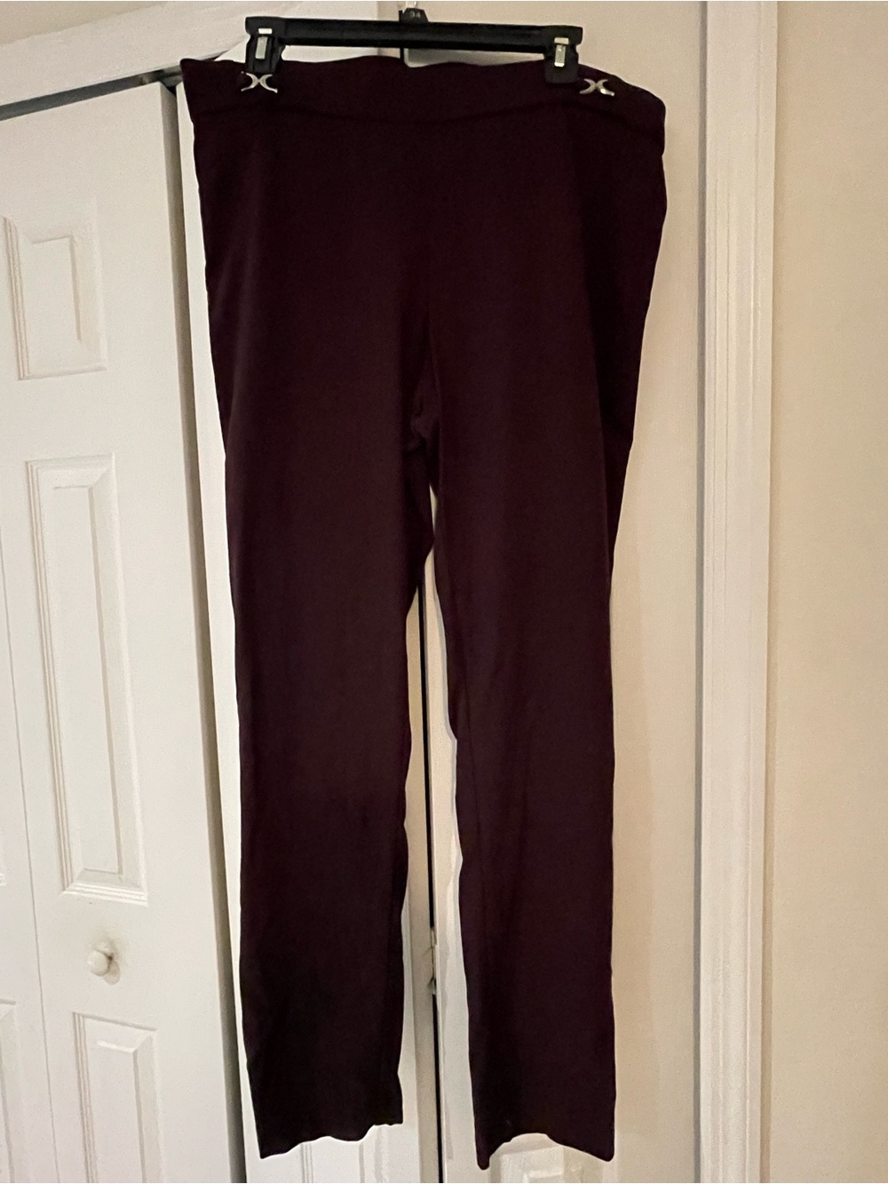 Rafaella Dark Plum Straight-Leg Pull-On Pants